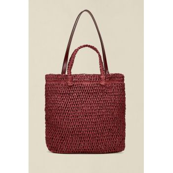Geanta shopper cu garniturid in piele ecologica - Visiniu