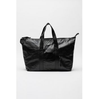 Geanta shopper din piele cu fermoar Kei - Negru