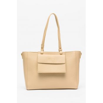 Geanta shopper din piele ecologica cu etui detasabil - Bej