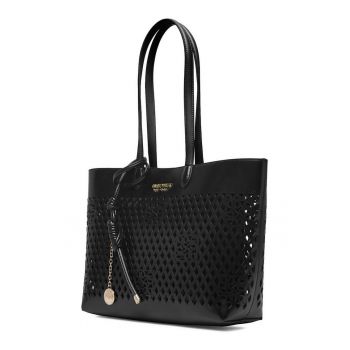 Geanta shopper  piele ecologica - negru - A4 - compartiment detasabil