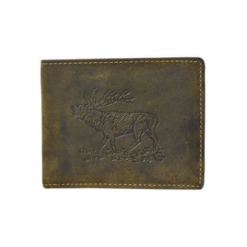 Portofel bărbați  piele naturală - 7 sloturi carduri - verde - 12.5x9.5x2.5cm