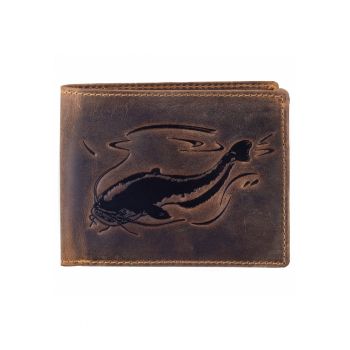 Portofel barbati piele natural maro antichizat 12.5 x 9.5 x 2.5 cm - Vintage Wels -