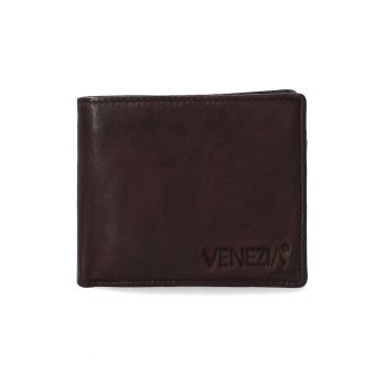 Portofel barbati -  piele naturala - maro - 11x9.5x2.5cm