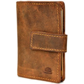 Portofel carduri unisex piele naturala maro 7 x 10 x 1.5 cm - Vintage-RFID -