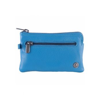 Portofel chei dama piele naturala 11.5 x 7.5 x 1 cm - Spongy Nappa - - Albastru