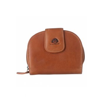 Portofel dama piele naturala 11 x 13 x 4.5 cm - TORNADO - - Coniac