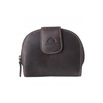 Portofel dama piele naturala 11 x 13 x 4.5 cm - TORNADO - - Maro