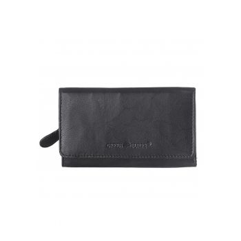 Portofel dama piele naturala 14 x 8 x 3.5 cm - Basic - - Negru