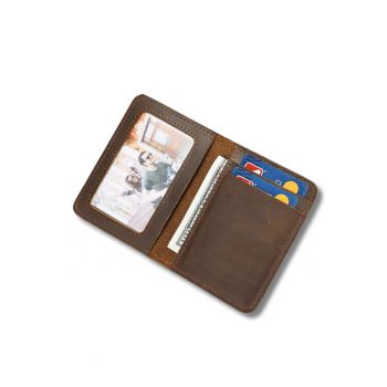 Portofel mic piele naturala crazy horse retro Clas Busy Lady & Gentleman maro