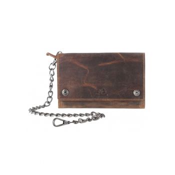 Portofel unisex piele naturala maro antichizat 17 x 10 cm - Vintage -