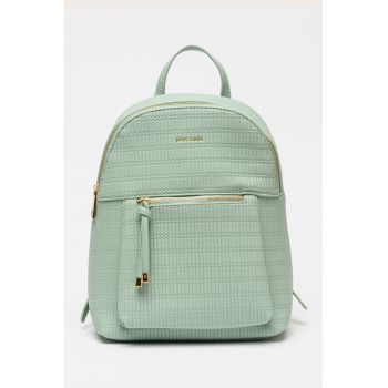 Rucsac texturat din piele ecologica - Verde pal
