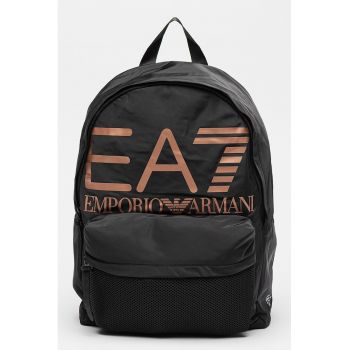 Rucsac unisex cu imprimeu logo - Negru/Roz prafuit