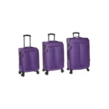 Set trolere Extensibile  ZC208 Poliester - 4 Roti duble - Cifru - Mov