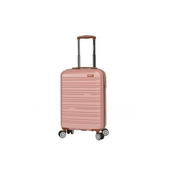 Troler cabina  SW33803 - ABS - cifru - 4 roti duble - 55 cm - rose