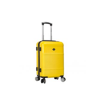 Troler de cabina  LC32203 - policarbonat - 4 roti duble - cifru - 55 cm - galben