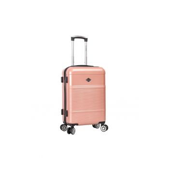 Troler de cabina  LC32203 - policarbonat - 4 roti duble - cifru - 55 cm - rose
