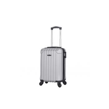 Troler de cabina XS  SW44204 - ABS - 4 roti detasabile - cifru - 52 cm - argintiu