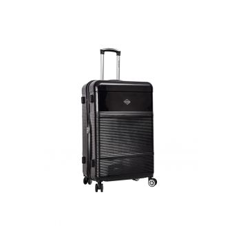 Troler mare extensibil  LC32203 - policarbonat - 4 roti duble - cifru - 77 cm - negru