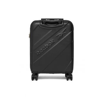 Valiza de cabina/troler -  din policarbonat durabil - cu 4 roti duble rotative si maner telescopic - negru - 1 buc