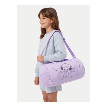 Classics - Geanta de weekend din textil spatioasa - un compartiment - cu imprimeu Stitch - cu manere si curea detasabila - Violet - Marime unica