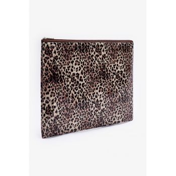 Etui cu animal print - Maro inchis/Negru/Maro taupe deschis