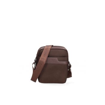 Geanta crossbody cu bareta logo - Maro