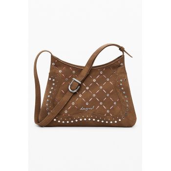 Geanta crossbody cu perforatii - Maro