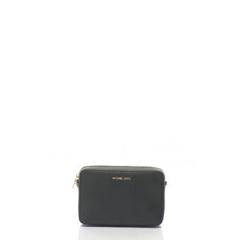 Geanta crossbody de piele Saffiano - Negru