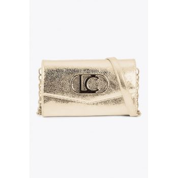 Geanta crossbody din piele ecologica cu bareta din lant - Auriu