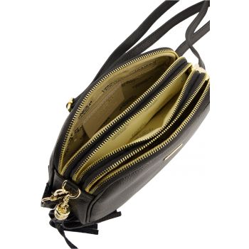 Geanta crossbody din piele naturala cu 3 compartimente