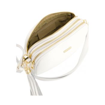 Geanta crossbody din piele naturala cu 3 compartimente