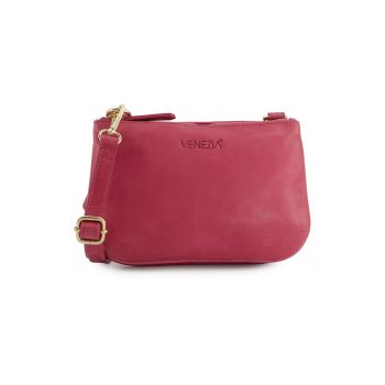Geanta crossbody din piele naturala cu doua compartimente