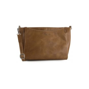 Geanta crossbody din piele naturala cu logo discret