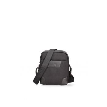 Geanta crossbody dreptunghiulara cu bareta ajustabila - Negru