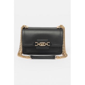 Geanta crossbody mica de piele Heather - Auriu/Negru