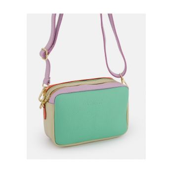 Geanta crossbody  piele naturala multicolor 20x14x8cm