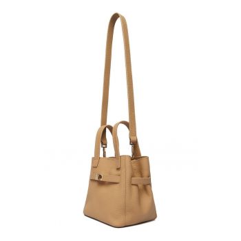 Geanta dama  bej textil 25x15x10cm