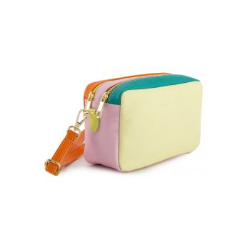 Geanta dama  crossbody piele naturala multicolor 14x20x8cm