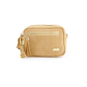 Geanta dama  piele intoarsa maro 20x14x7cm cu curea detasabila