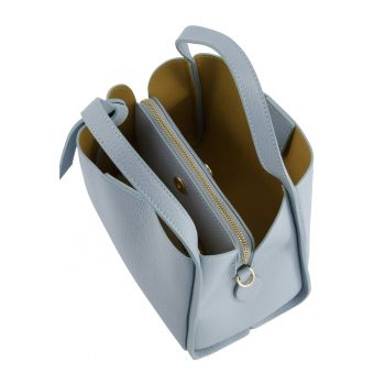 Geanta dama  piele naturala albastru 25x15x19cm curea reglabila detasabila