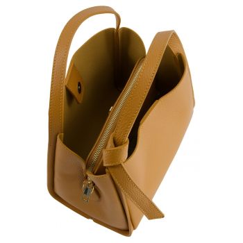 Geanta de mana  piele naturala maro 25x19x15cm curea reglabila