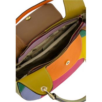 Geanta de umar  multicolor piele naturala 37x26x13cm