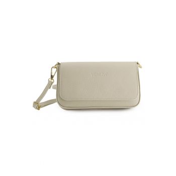 Geanta de umar  piele naturala bej 21x12x3cm curea detasabila aurie