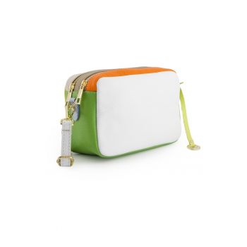 Geanta de umar  piele naturala multicolor 14x20x8cm curea detasabila aurii