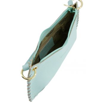 Geanta de umar  piele naturala verde 27x3x17cm curea reglabila detasabila