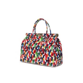 Geanta din piele cu flori Gioia model multicolor