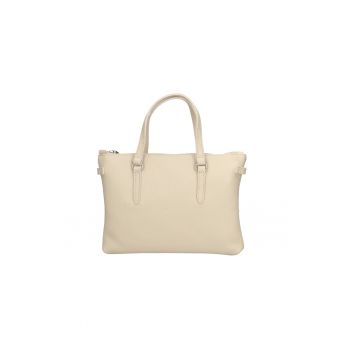 Geanta piele cu bareta de Bej - Bej - 22x17x3