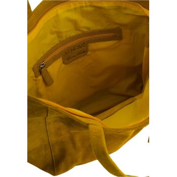 Geanta shopper din piele intoarsa cu detaliu logo