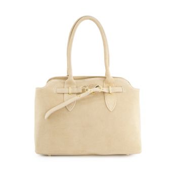 Geanta shopper  piele naturala bej 27x36x13cm