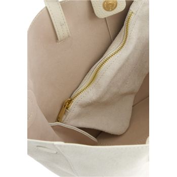 Geanta shopper  piele naturala caprioara bej 25x44x9cm